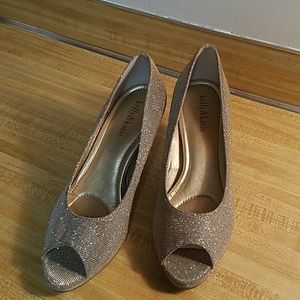 Kelly and Katie Silver Glittery Pump Heels